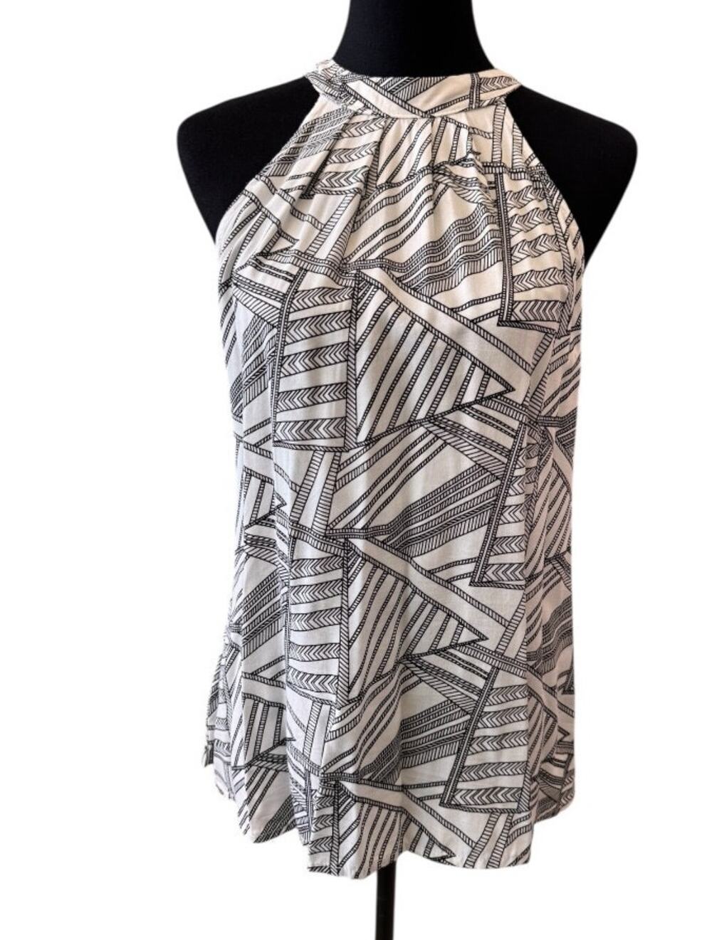 New SANTIKI Women's White/Black Halter Neck Layla Top Size M